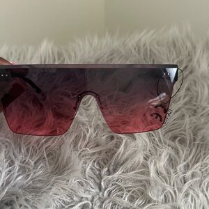 Shield Sunglasses with Pink Gradient Lenses